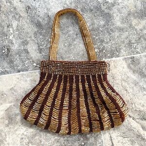 NEWPORT NEWS Small Gold Beaded Handbag
